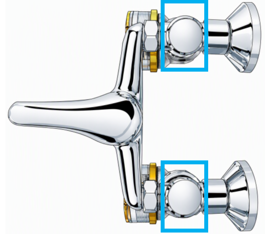 Der Badewannen-Wasserzähler EMS-MODUMESS-BWZ-ECO-TWO-ONE-01-90 wird zwischen Badewannenarmatur und Wasser-Wandauslass (Zulauf) eingebaut